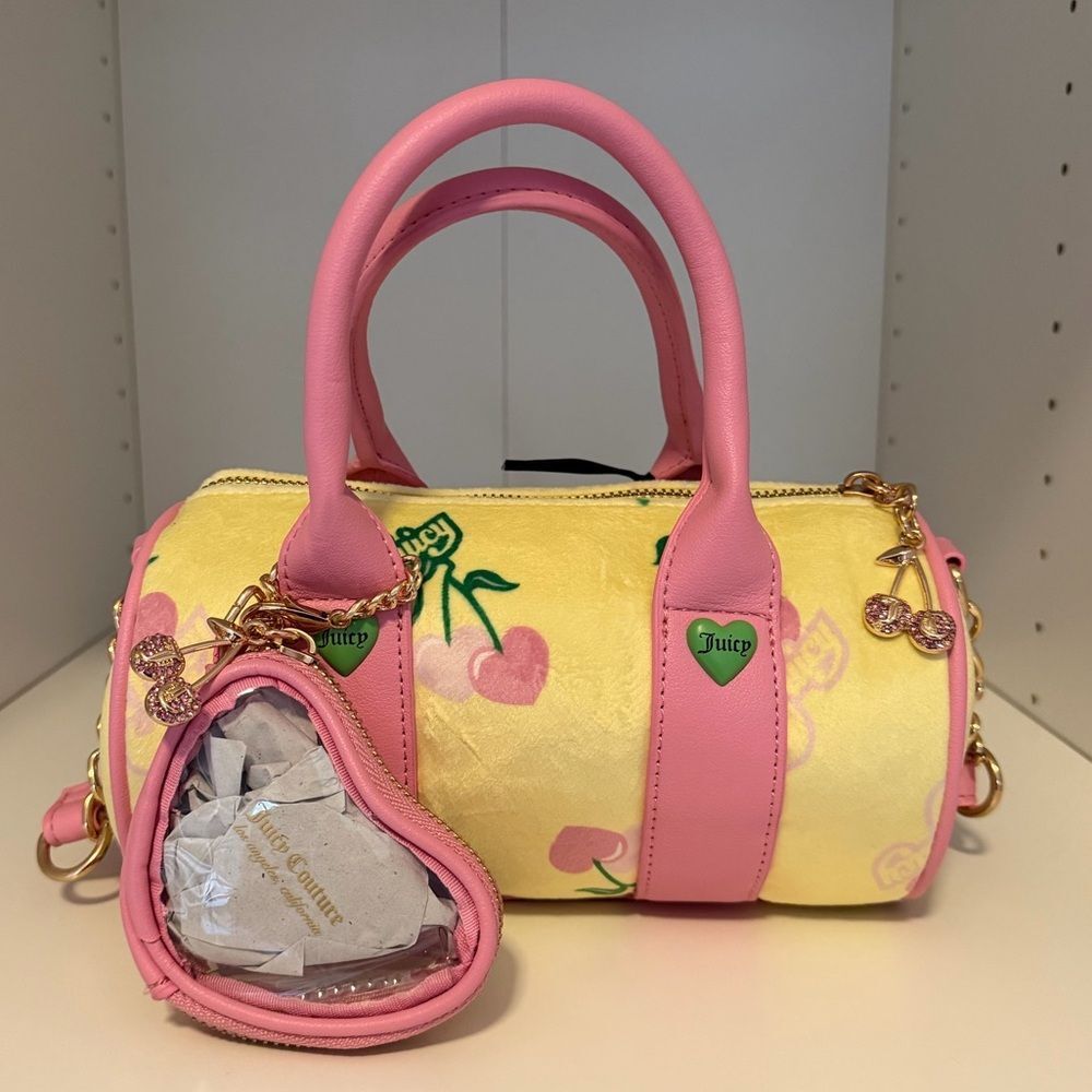 Juicy Couture Pink and Yellow Cherry Barrel Bag